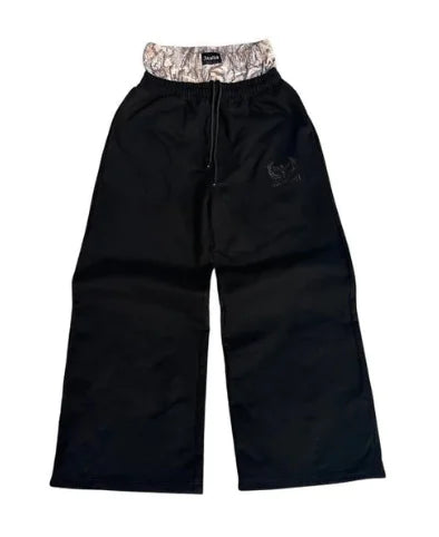 Embroidered Camouflage Double Waist Pants